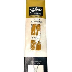 Vintage Talon Zipper Nylon Coil 20 inch Gold Zephyr Deadstock